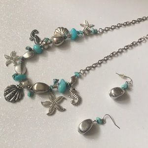 Necklace & earrings- seahorse and starfish